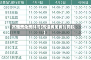 高速费免费时间(高速费免费时间段)