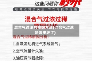 混合气过浓的排除方法(混合气过浓是哪里坏了)