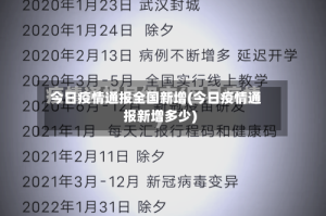 今日疫情通报全国新增(今日疫情通报新增多少)