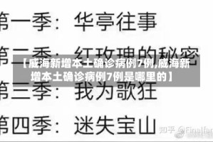 【威海新增本土确诊病例7例,威海新增本土确诊病例7例是哪里的】
