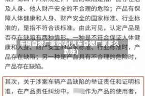 车辆自燃厂家赔吗(汽车自燃厂家多久到账)